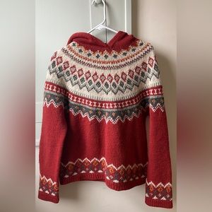 90’s vintage American Eagle wool hooded sweater pullover fair isle pattern